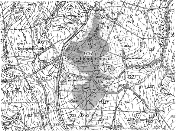 Detailkarte zur Lage des Moorgebiets 905 (Mariebruch)