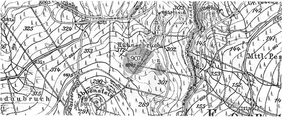 Detailkarte zur Lage des Moorgebiets 907 (Hühnerbruch)