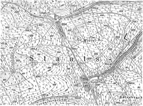 Detailkarte zur Lage der Moorgebiete 894 (Lakenteich) und 895 (Neuer Teich)