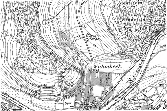 Detailkarte zur Lage des Moorgebiets 896 (Niedermoor Wahmbeck)