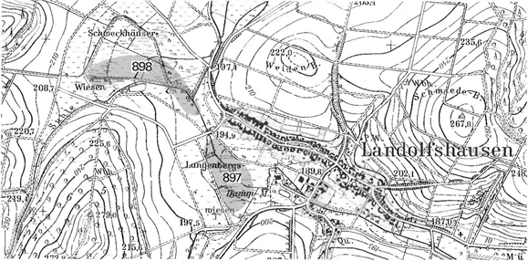 Detailkarte zur Lage der Moorgebiete 897 (Langenbergswiesen) und 898 (Schweckhäuser Wiesen))